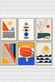 Wallity Artsycllct11 Conjunto de 6 Pinturas Decorativas enmarcadas Multicolor